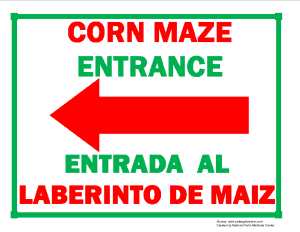 Corn Maze Entrance (Left Arrow) Sign