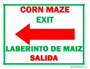 Corn Maze Exit (Left Arrow) Sign