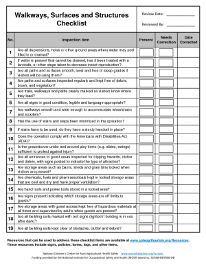 Walkways Surfaces and Structures Checklist